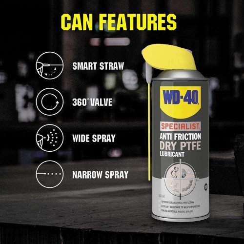 Spray Lubrifiant WD-40 Anti Friction Dry PTFE Lubricant, 400ml