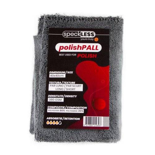Laveta Microfibra Profesionala speckLESS polishPALL, Gri, 380 GSM, 40x40cm, 3buc