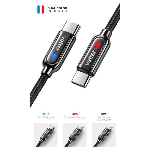 Cablu de date si incarcare Vetter Smart Type-C, Auto Disconnect, 1.2m