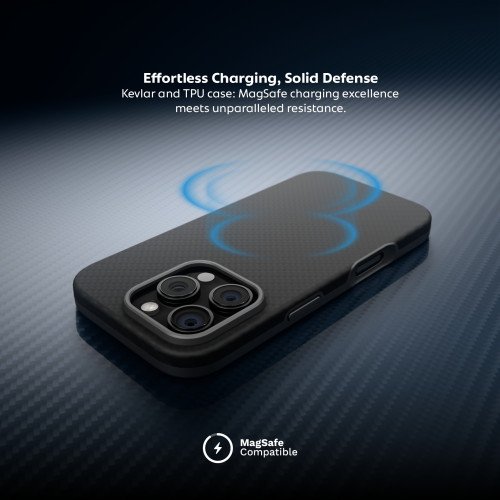 Husa Iphone 16 Pro Clip-On MagSafe Vetter Aramid Fiber Hybrid Kevlar Slim, Negru